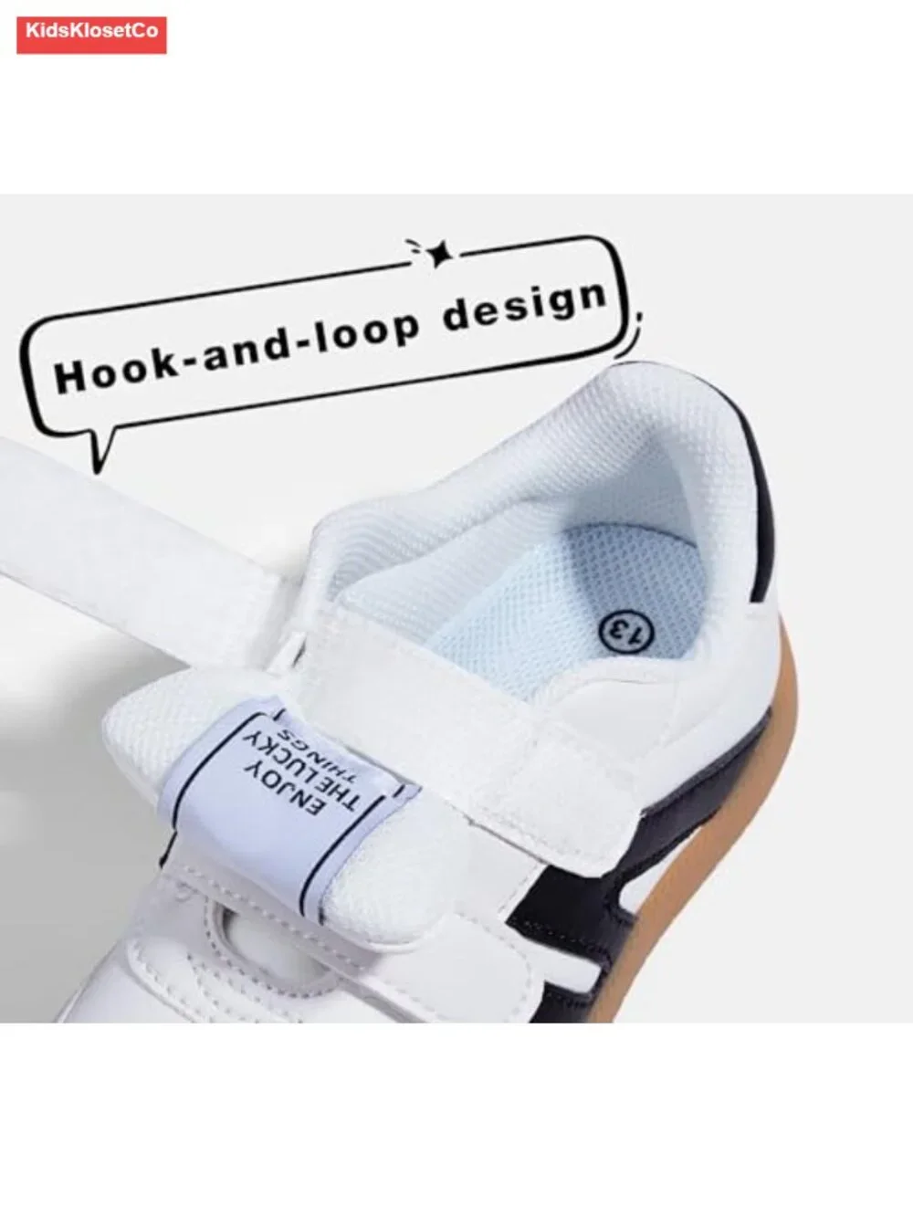 Kids Classic Retro Gum Sole Fashion Sneakers Hook and Loop Walking Casual